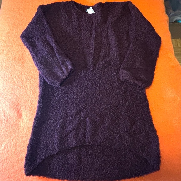 Burgundy touch of wool boucle long sleeves nightshirt lounge dress made in Italy - Picture 3 of 11